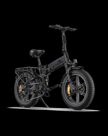 Engine X fat-tyre folding electric bike in black