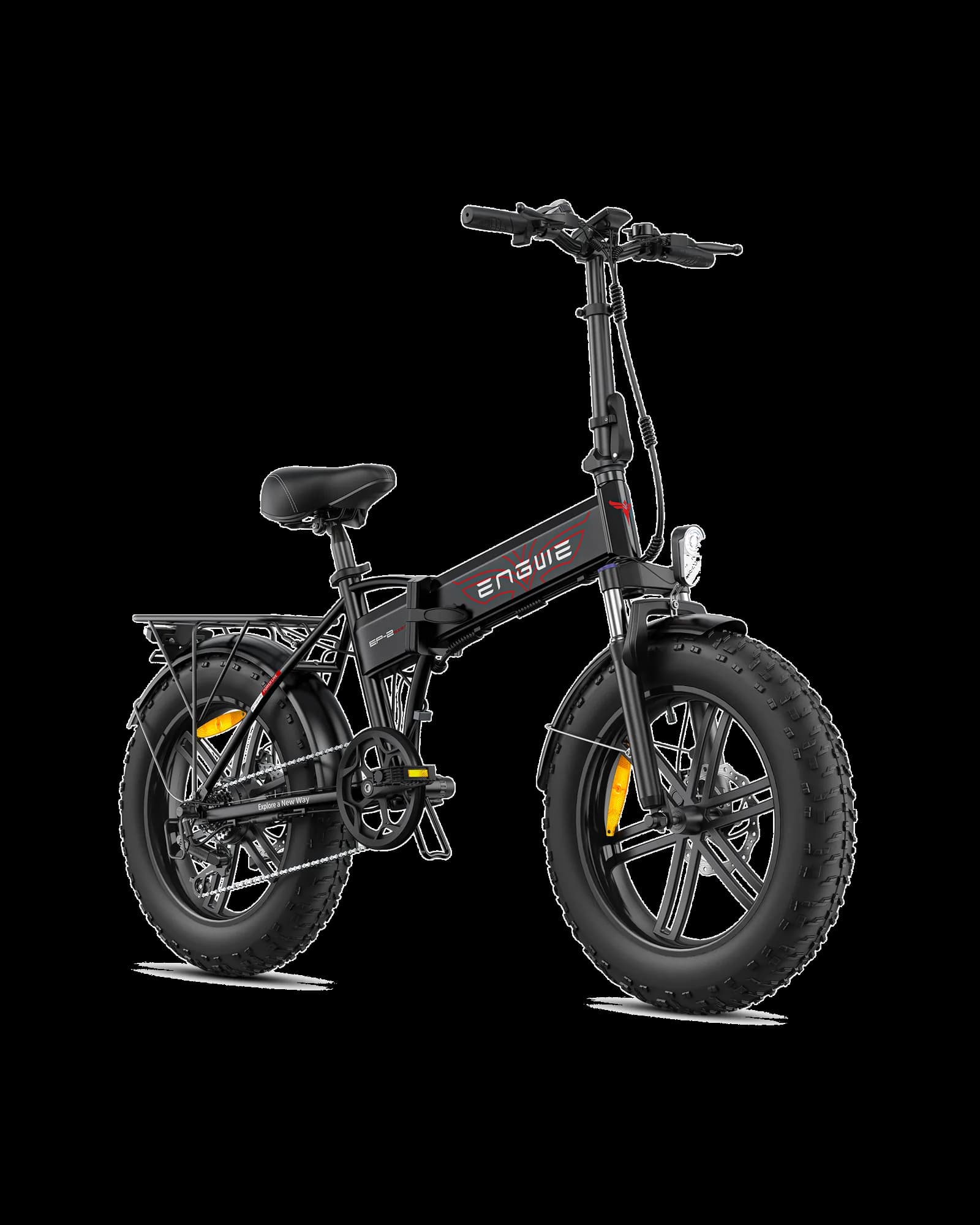 EP-2 Boost folding fat-tyre electric bike in black, front three-quarter view