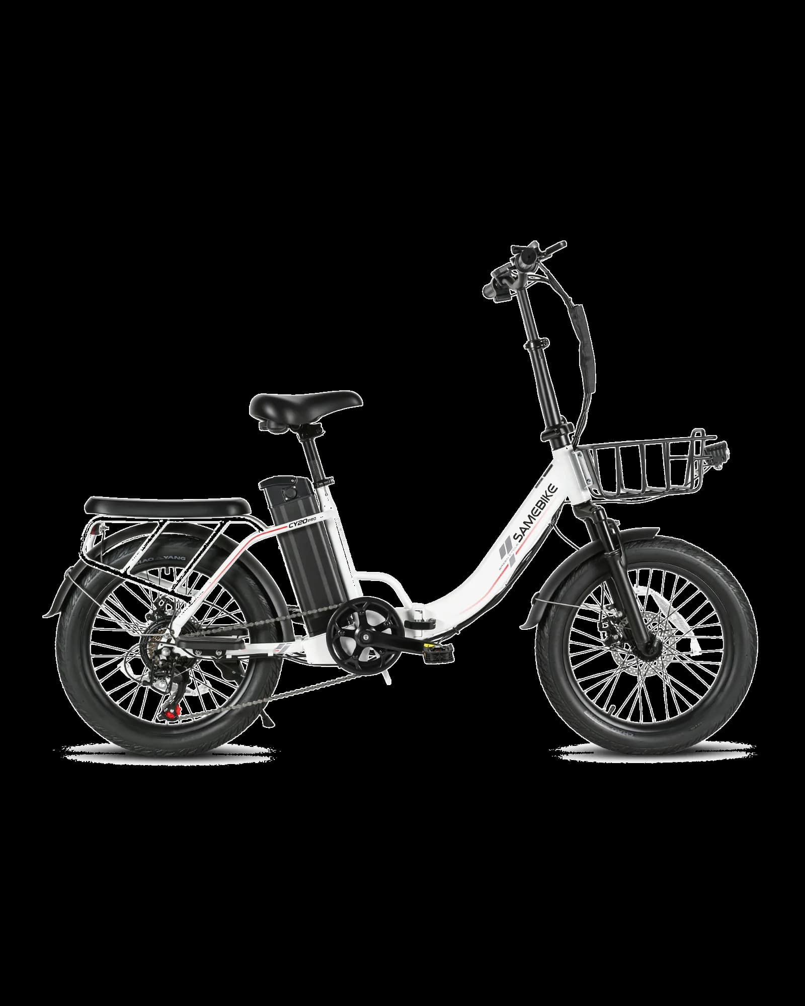 CY20 Pro-FT folding fat-tyre 20-inch, 500w in white, side view